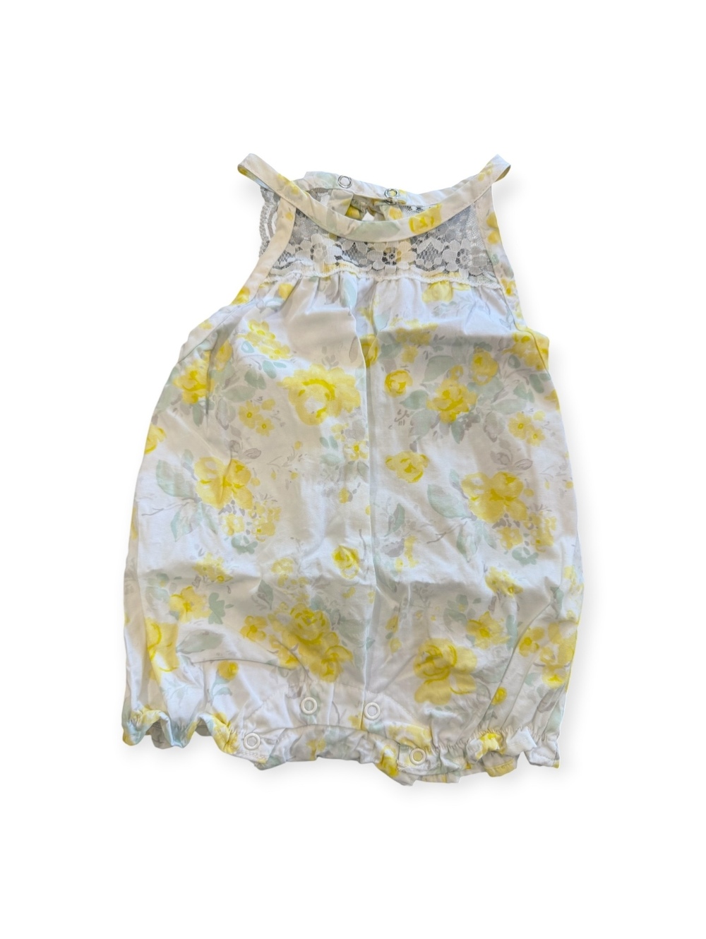 Starters Baby Girl Floral Romper 3 Months Yellow White Cotton Sleeveless